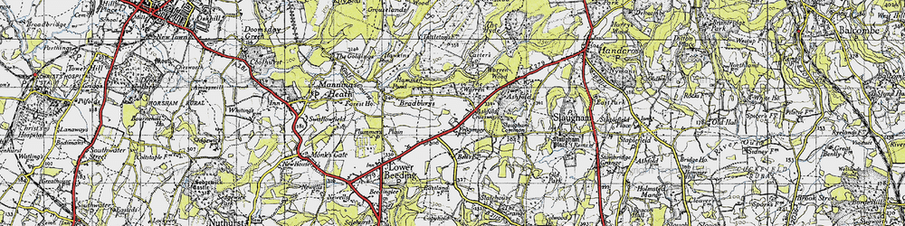 Old map of Ashfold Crossways in 1940