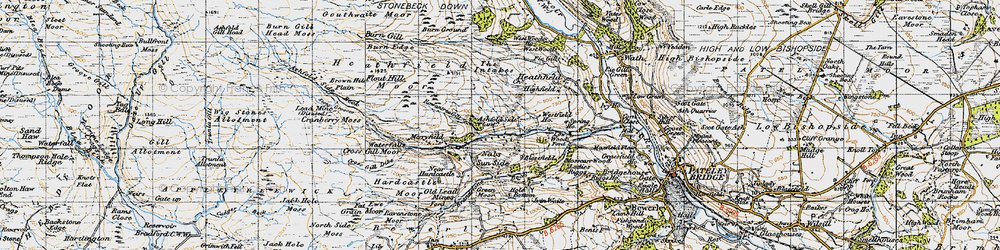 Old map of Brandstone Beck in 1947