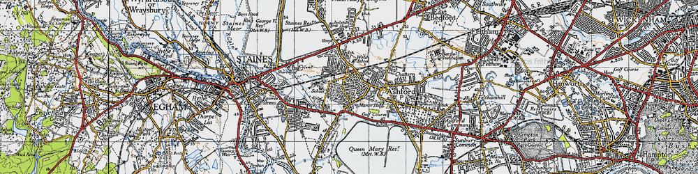Old map of Ashford in 1940