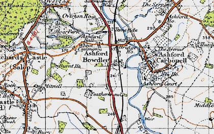 Old map of Ashford Bowdler in 1947