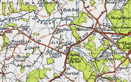 Old map of Ashford Hill in 1945