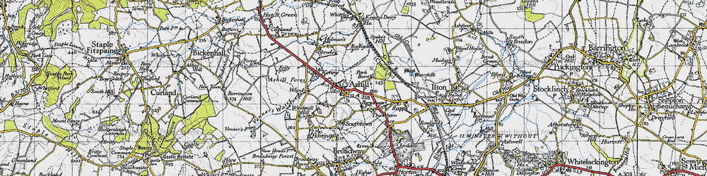 Old map of Ashill in 1945
