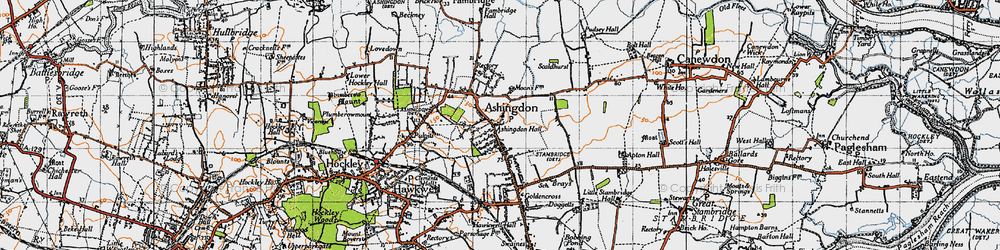 Old map of Ashingdon in 1945