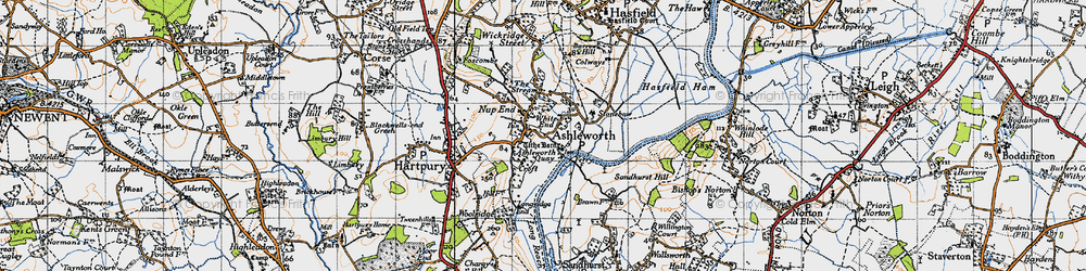 Old map of Ashleworth in 1947