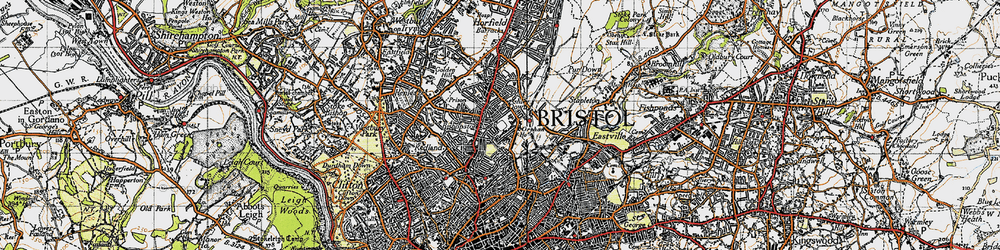 Old map of Ashley Down in 1946