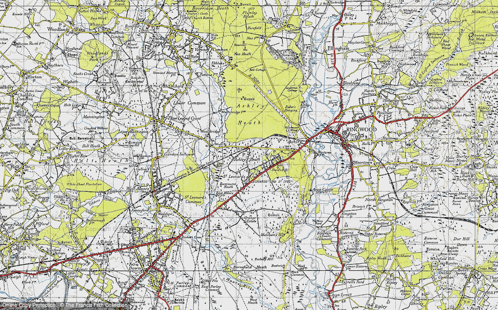 Old Map of Historic Map covering Lions Hill in 1940