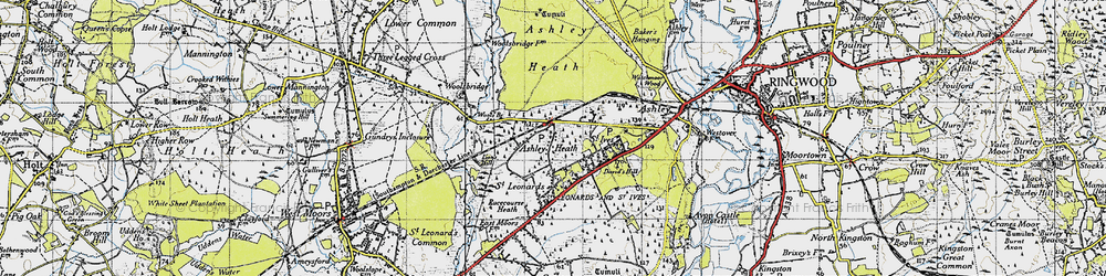 Old map of Ashley Heath in 1940