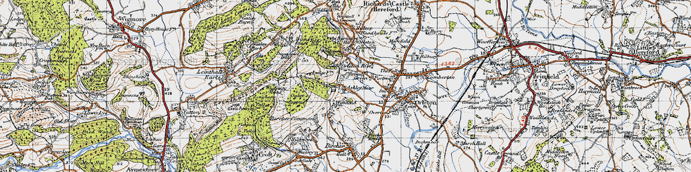 Old map of Ashley Moor in 1947