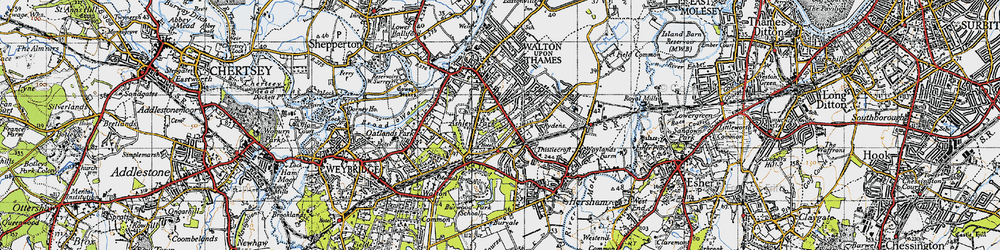 Old map of Ashley Park in 1940
