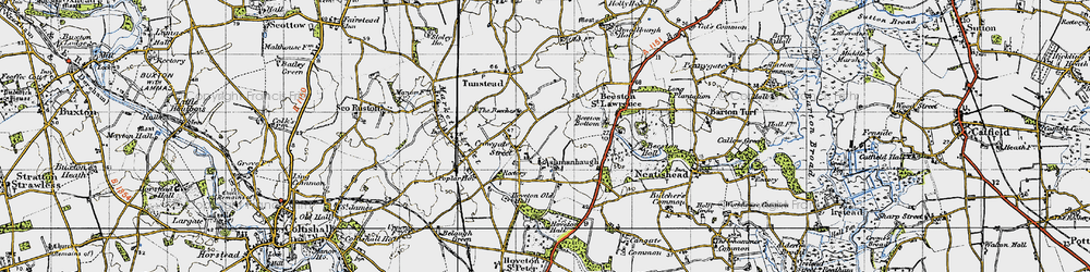 Old map of Ashmanhaugh in 1945