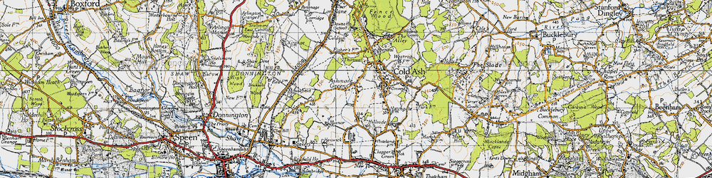 Old map of Ashmore Green in 1945