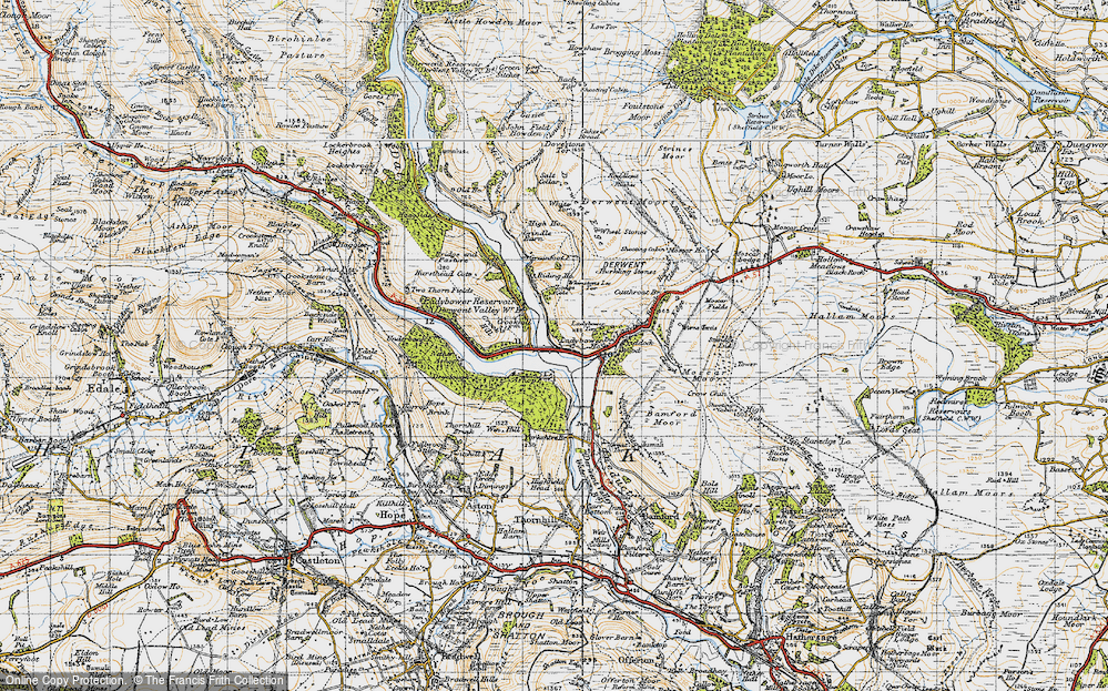 Old Map of Historic Map covering Win Hill in 1947