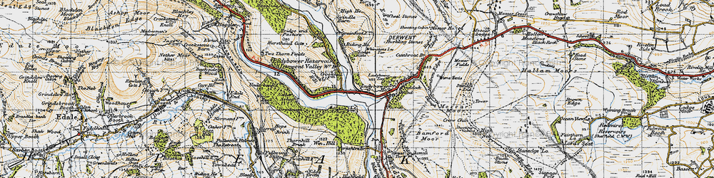 Old map of Win Hill in 1947