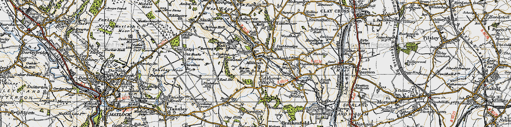 Old map of Ashover Hay in 1947