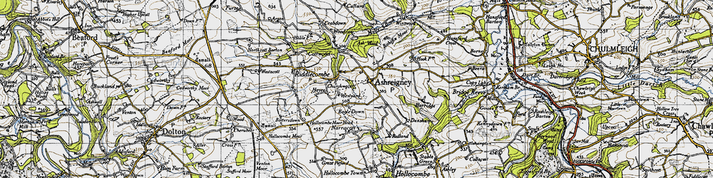 Old map of Ashreigney in 1946