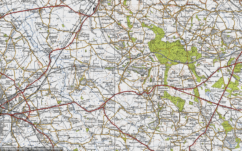 Old Map of Historic Map covering Ashton Brook in 1947
