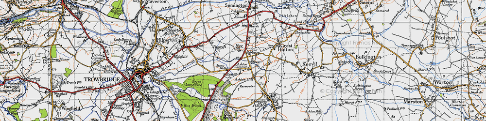 Old map of Ashton Common in 1940
