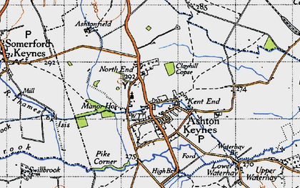 Old map of Ashton Keynes in 1947