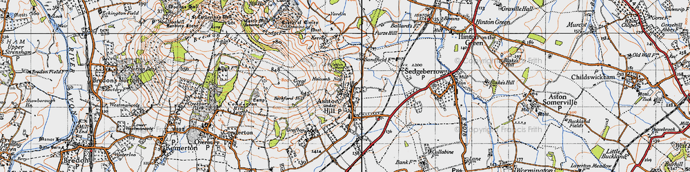 Old map of Ashton under Hill in 1946