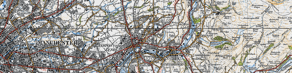 Old map of Ashton-Under-Lyne in 1947