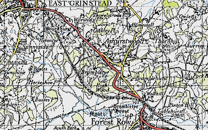 Old map of Ashurst Wood in 1946