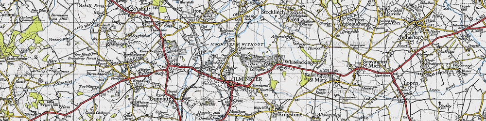 Old map of Ashwell in 1945