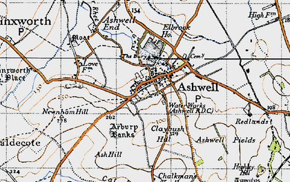 Old map of Ashwell in 1946