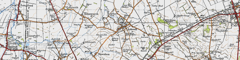 Old map of Ashwell in 1946