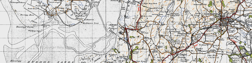 Old map of Askam in Furness in 1947