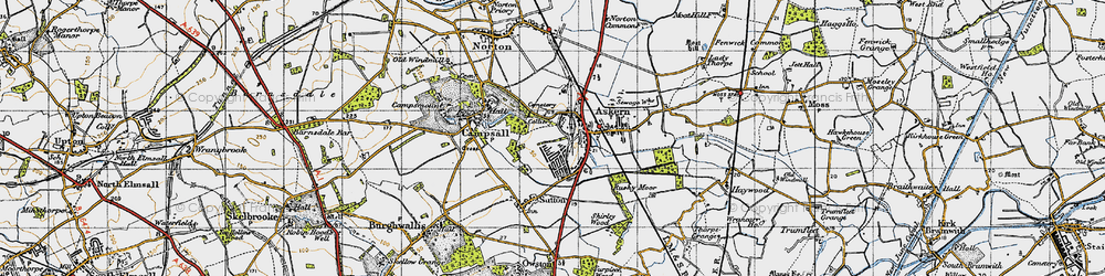 Old map of Askern in 1947