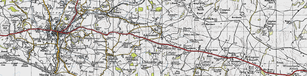 Old map of Askerswell in 1945