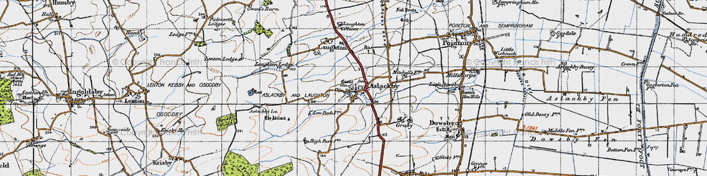Old map of Aslackby in 1946