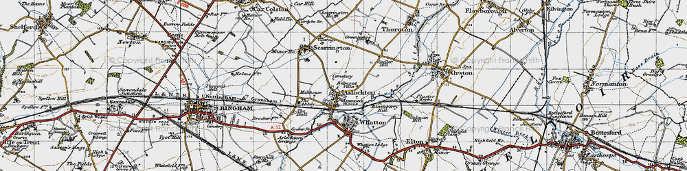 Old map of Aslockton in 1946