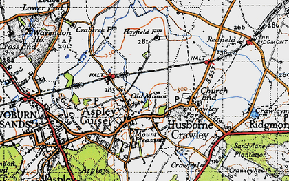 Old map of Aspley Guise in 1946
