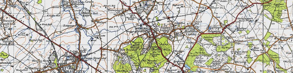 Old map of Aspley Heath in 1946