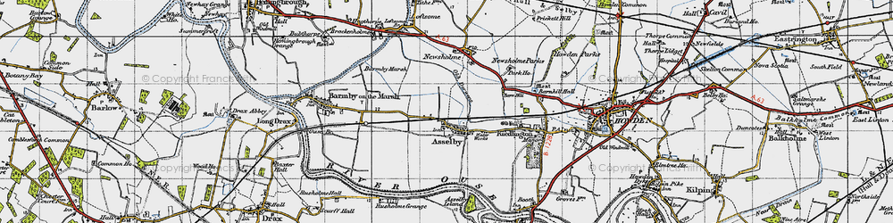 Old map of Asselby in 1947