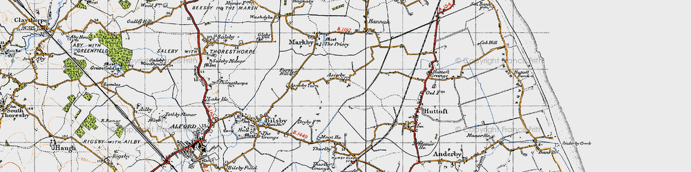 Old map of Asserby in 1946