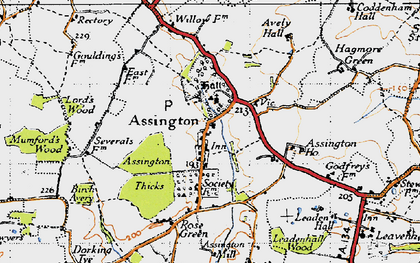 Old map of Assington Ho in 1946