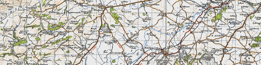 Old map of Asterley in 1947