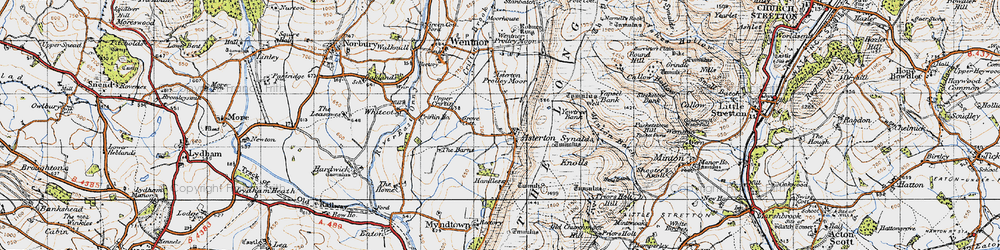 Old map of The Long Mynd in 1947