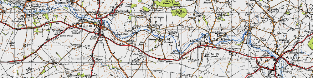 Old map of Asthall in 1946