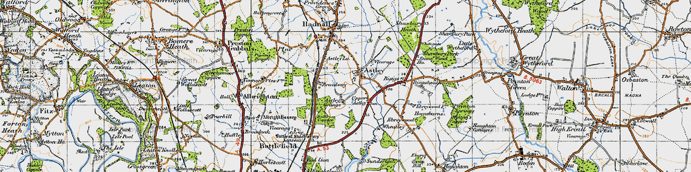Old map of Astley Lodge in 1947