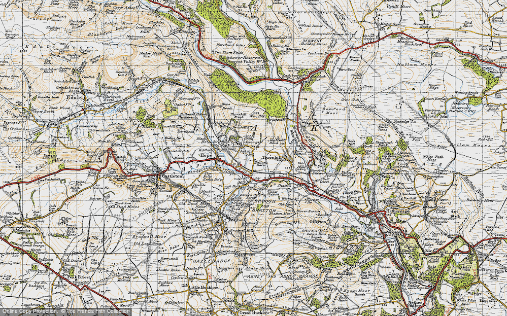 Old Map of Historic Map covering Derwent Valley Heritage Way in 1947