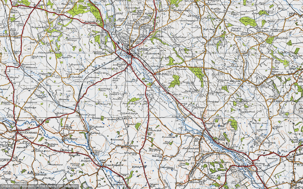 Old Map of Aston-By-Stone, 1946 in 1946