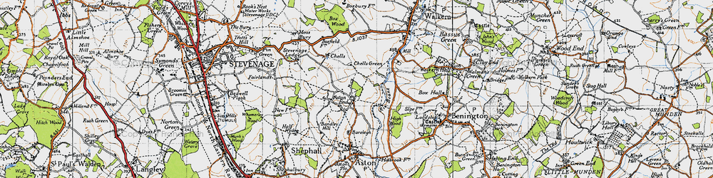 Old map of Aston End in 1946