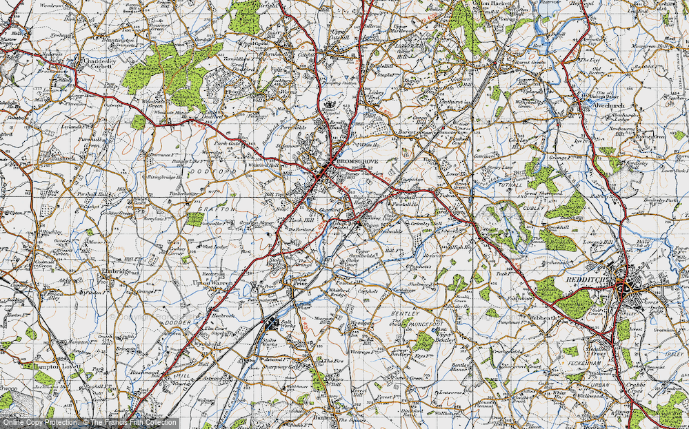 Old Map of Historic Map covering Bromsgrove Sta in 1947