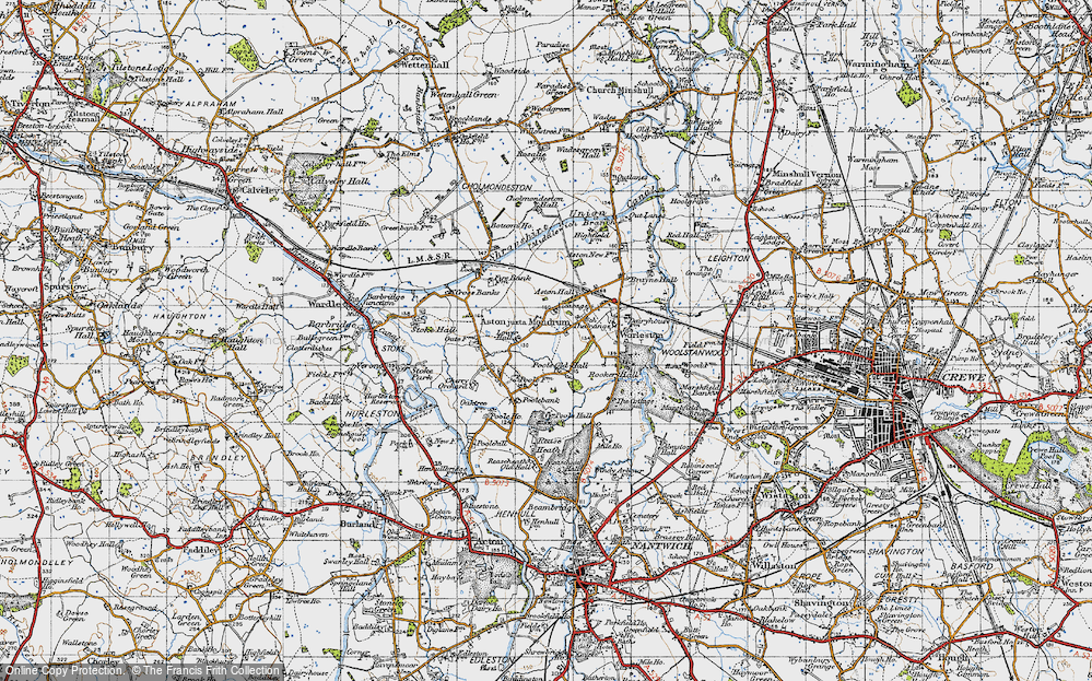 Old Map of Aston juxta Mondrum, 1947 in 1947
