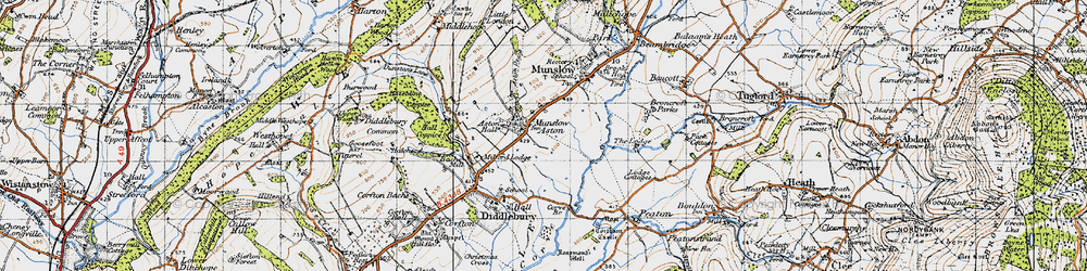 Old map of Aston Munslow in 1947