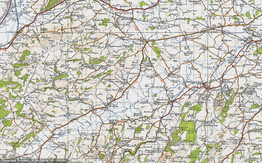 Old Map of Historic Map covering Aston Brook in 1947