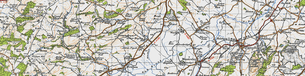 Old map of Aston Rogers in 1947